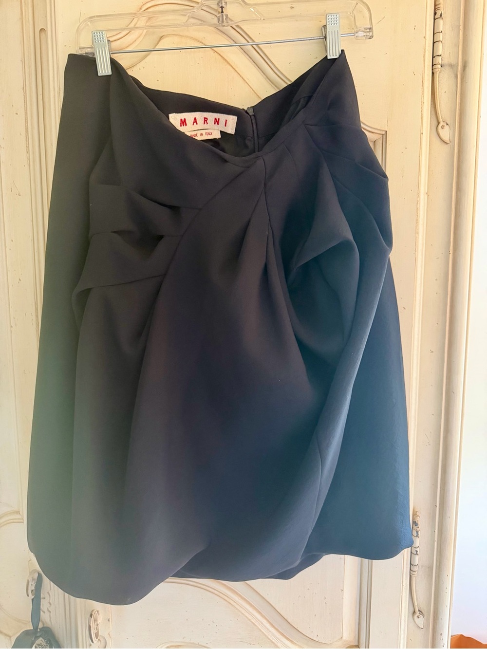 Marni Black Draped Full Skirt with Sculpted Pleats